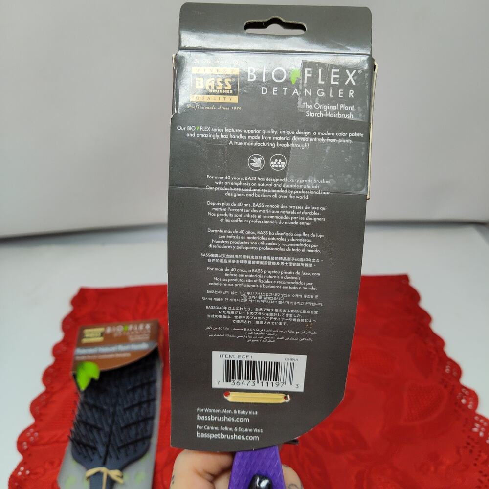 2 Pk New Bass Bio Flex Detangler Purple Grey Brush - Picture 6 of 7